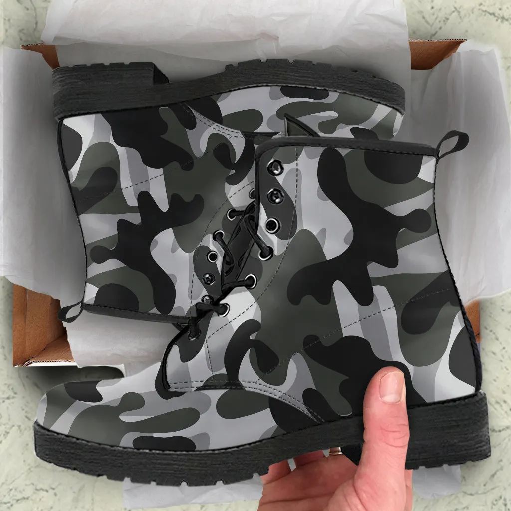 Gray Camo Combat Boots