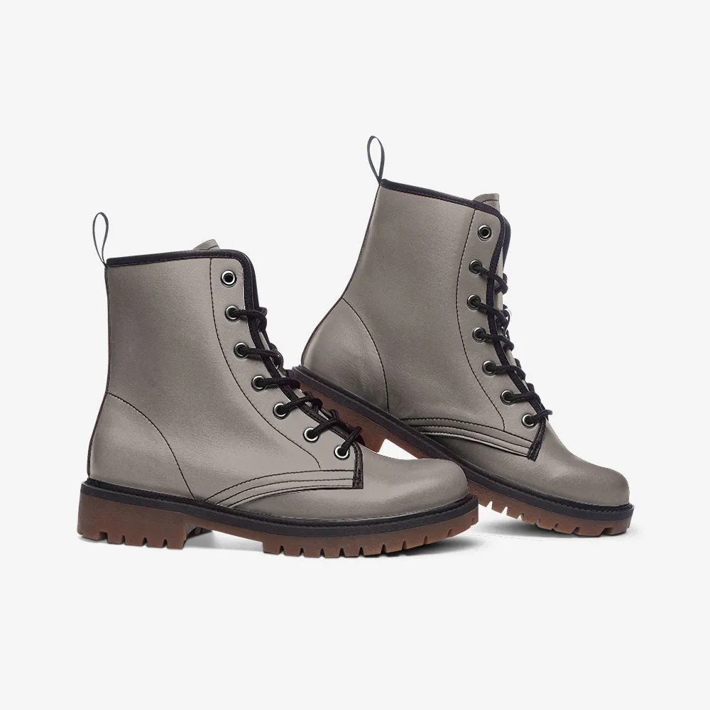 Grey Dark Academia Unisex Vegan Leather Boots