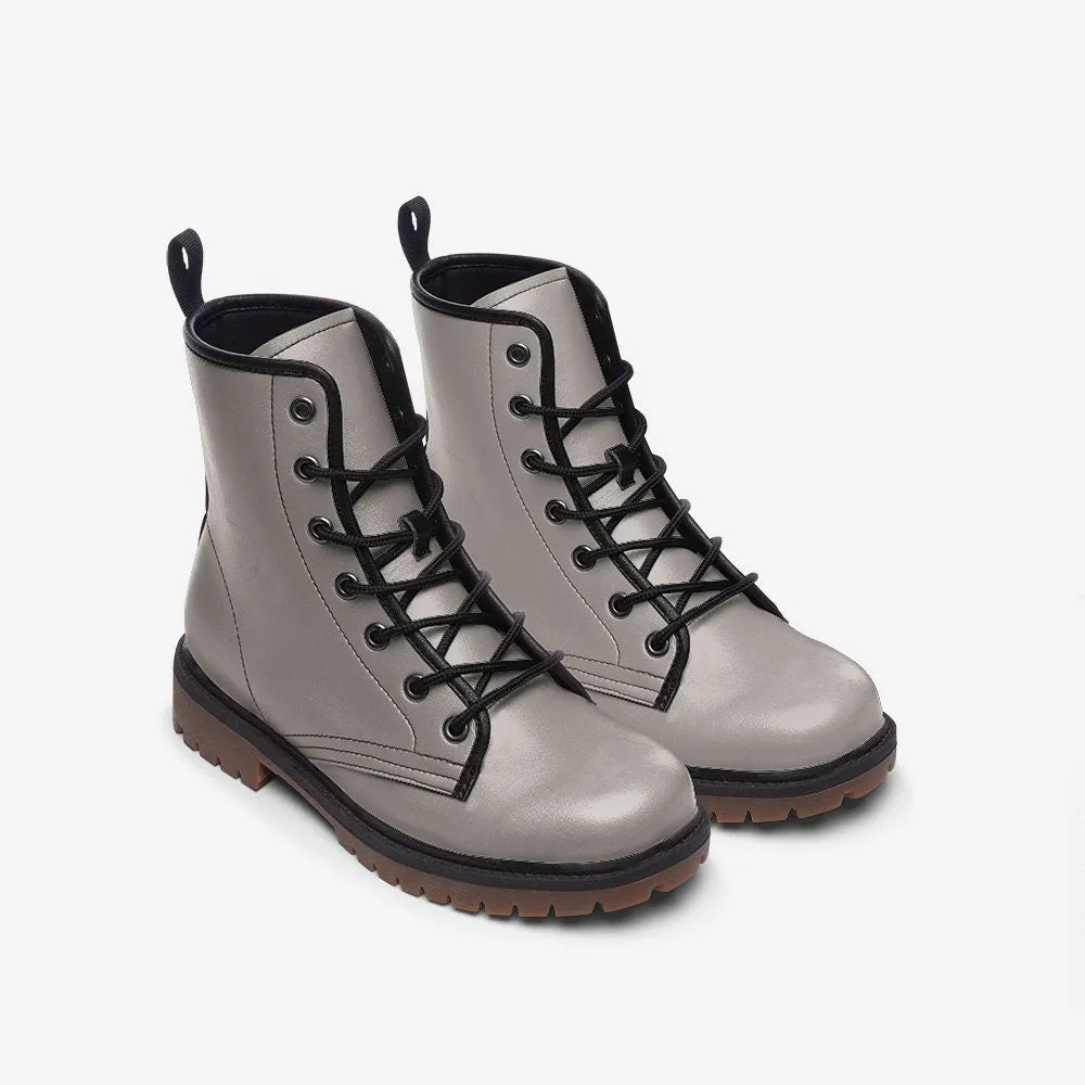 Grey Dark Academia Unisex Vegan Leather Boots