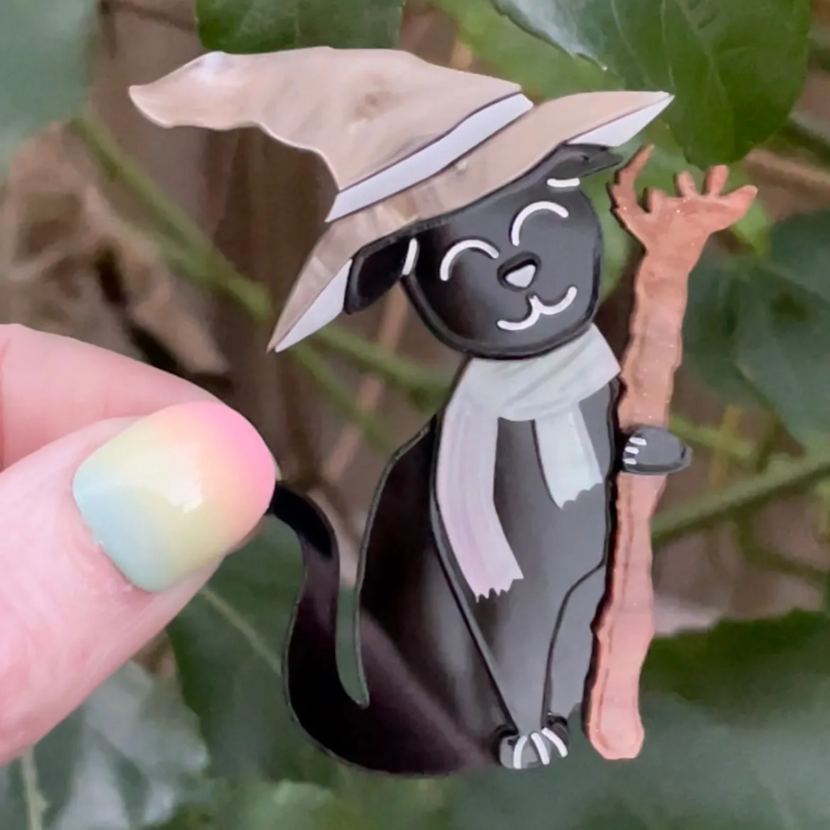 Grey Wizard Kitty - Brooch