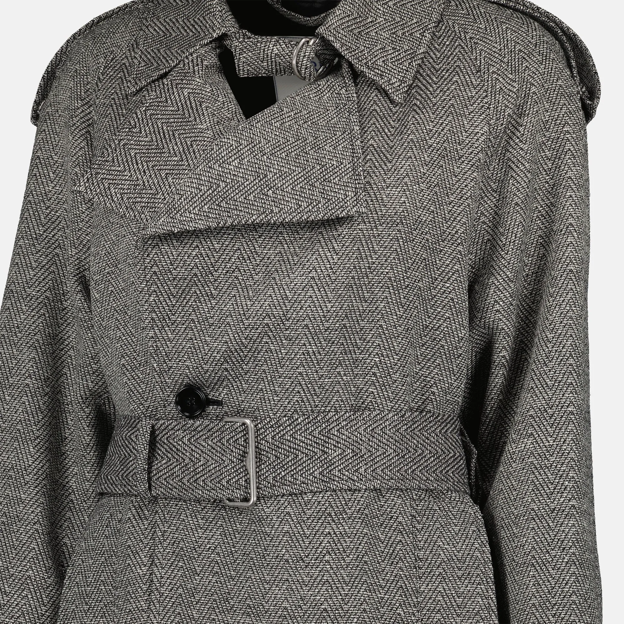 Grey Wool and Silk Trench Coat