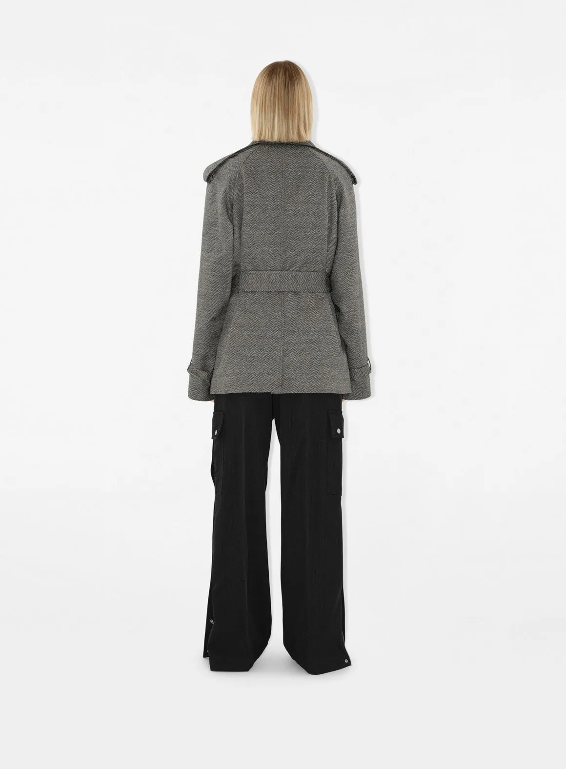 Grey Wool and Silk Trench Coat