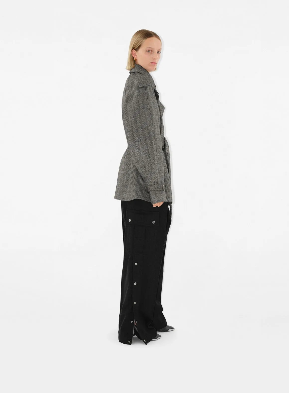 Grey Wool and Silk Trench Coat