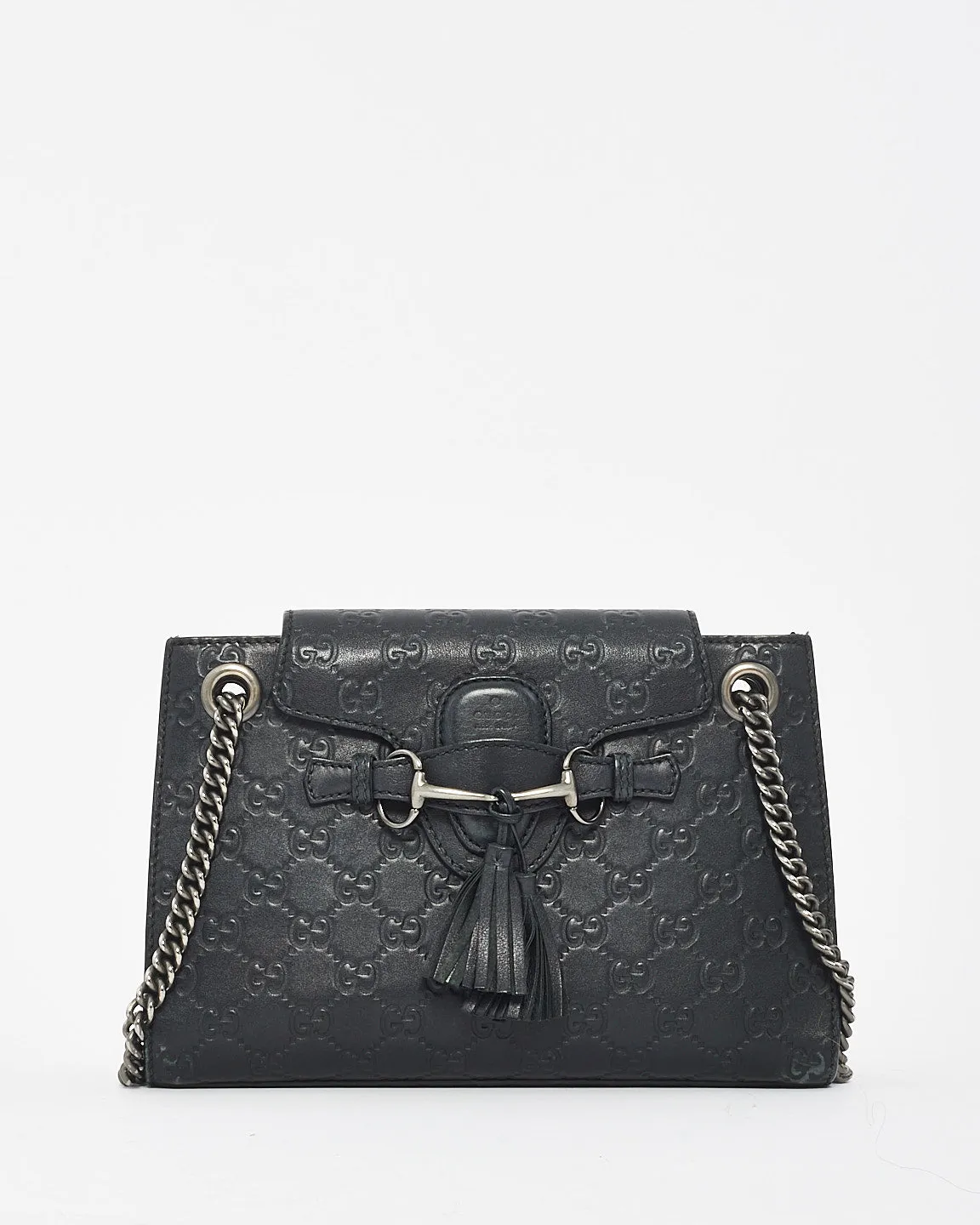 Gucci Black GG Guccissima Leather Small Emily Chain Shoulder Bag
