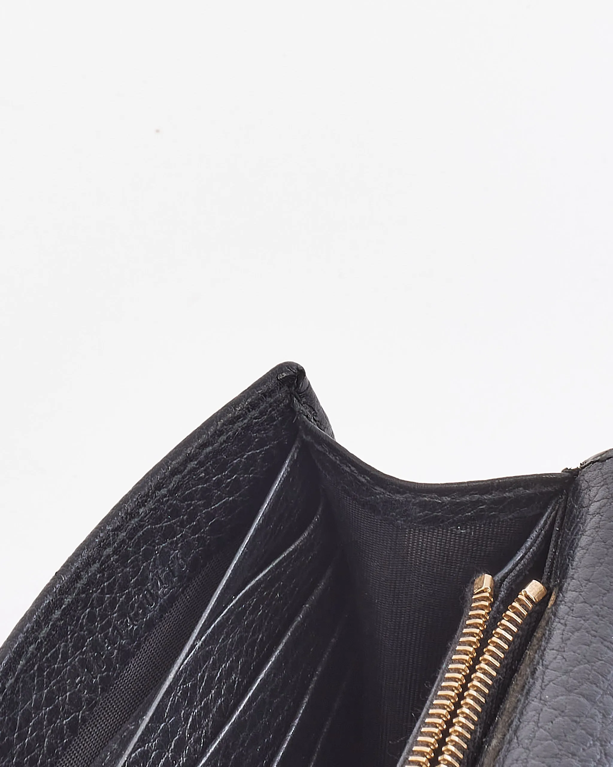 Gucci Black Grained Leather Dollar Interlocking G Wallet On Chain