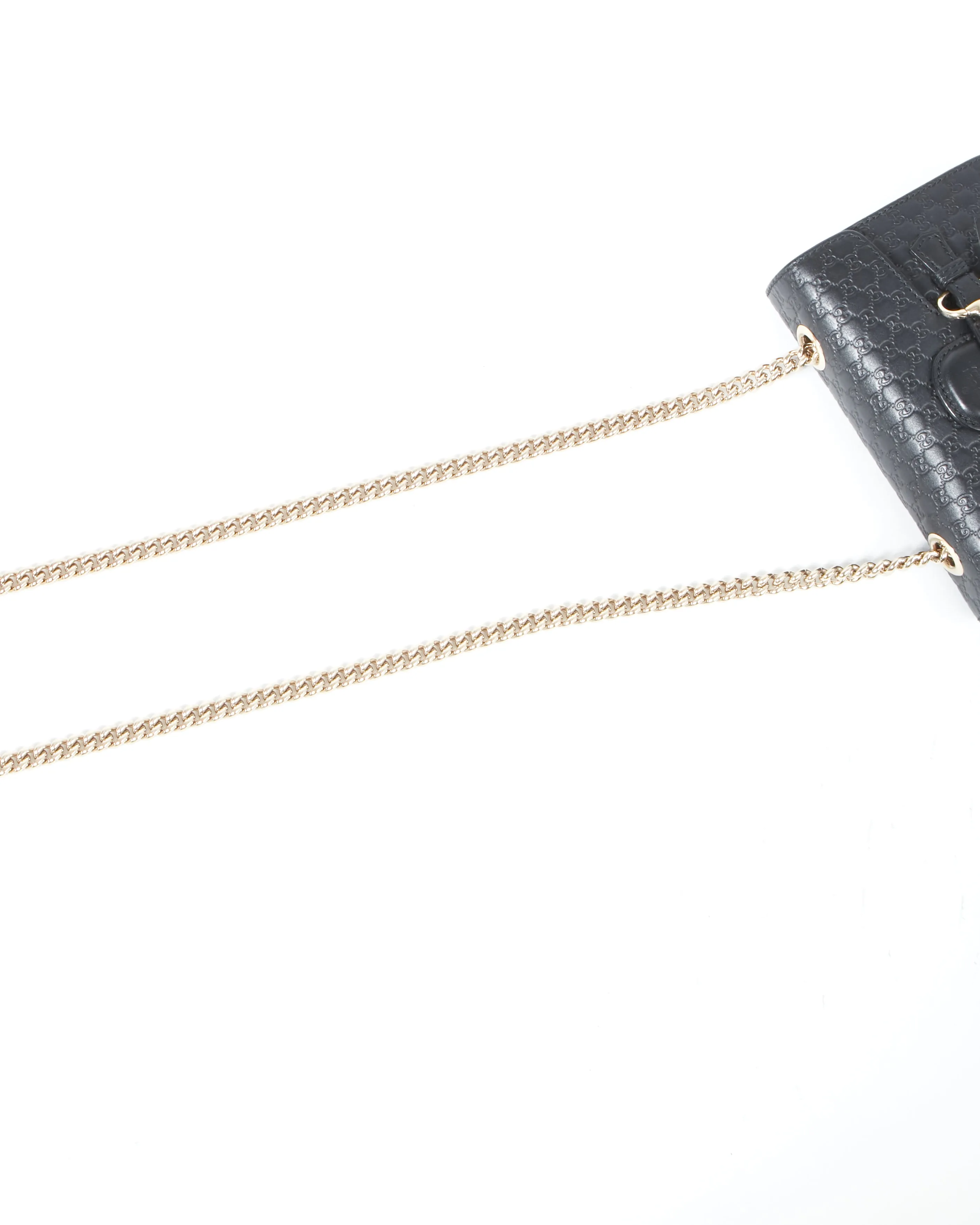 Gucci Black Leather Signature Micro Guccissima GG Mini Emily Crossbody Chain Bag