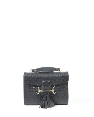 Gucci Black Leather Signature Micro Guccissima GG Mini Emily Crossbody Chain Bag
