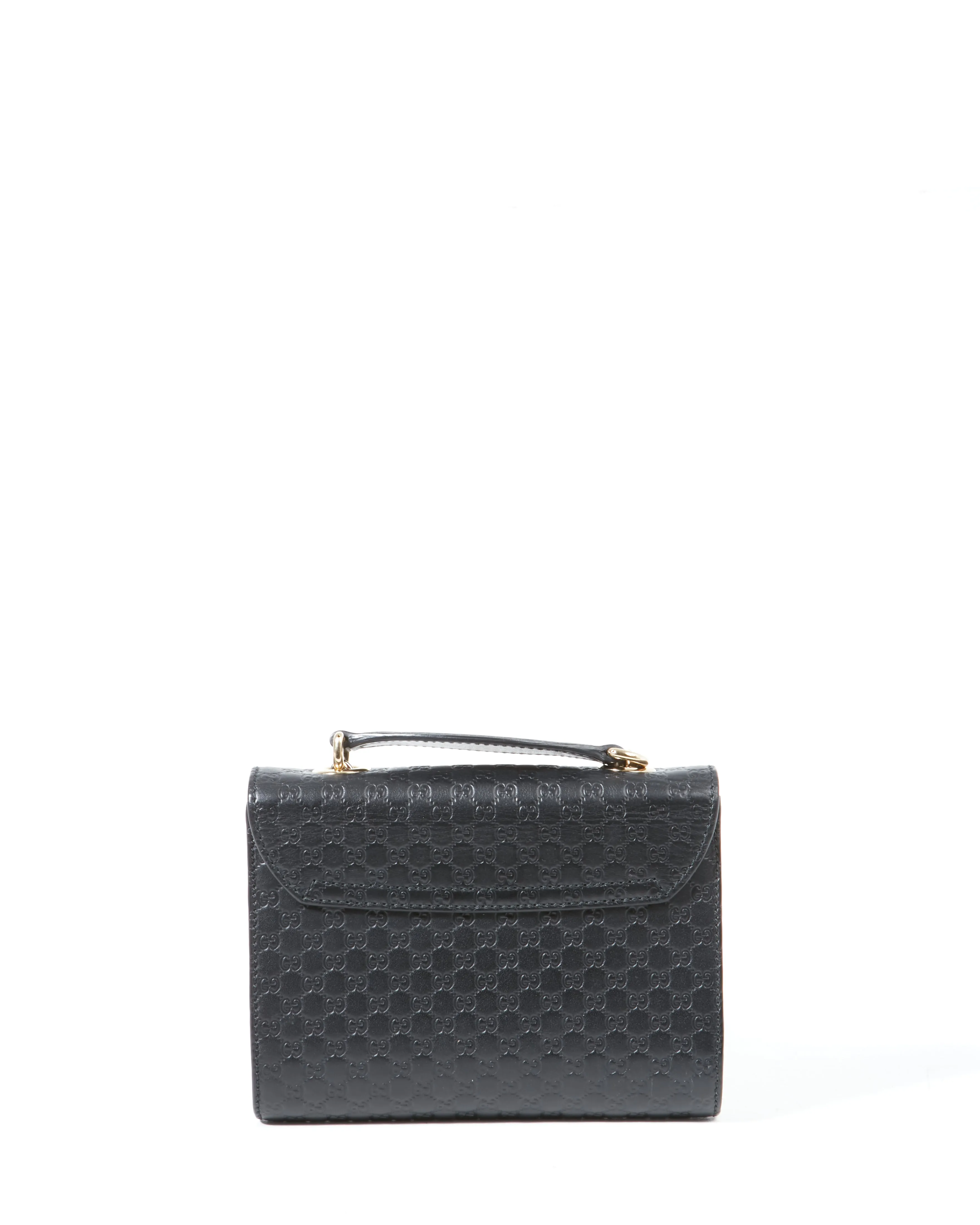 Gucci Black Leather Signature Micro Guccissima GG Mini Emily Crossbody Chain Bag