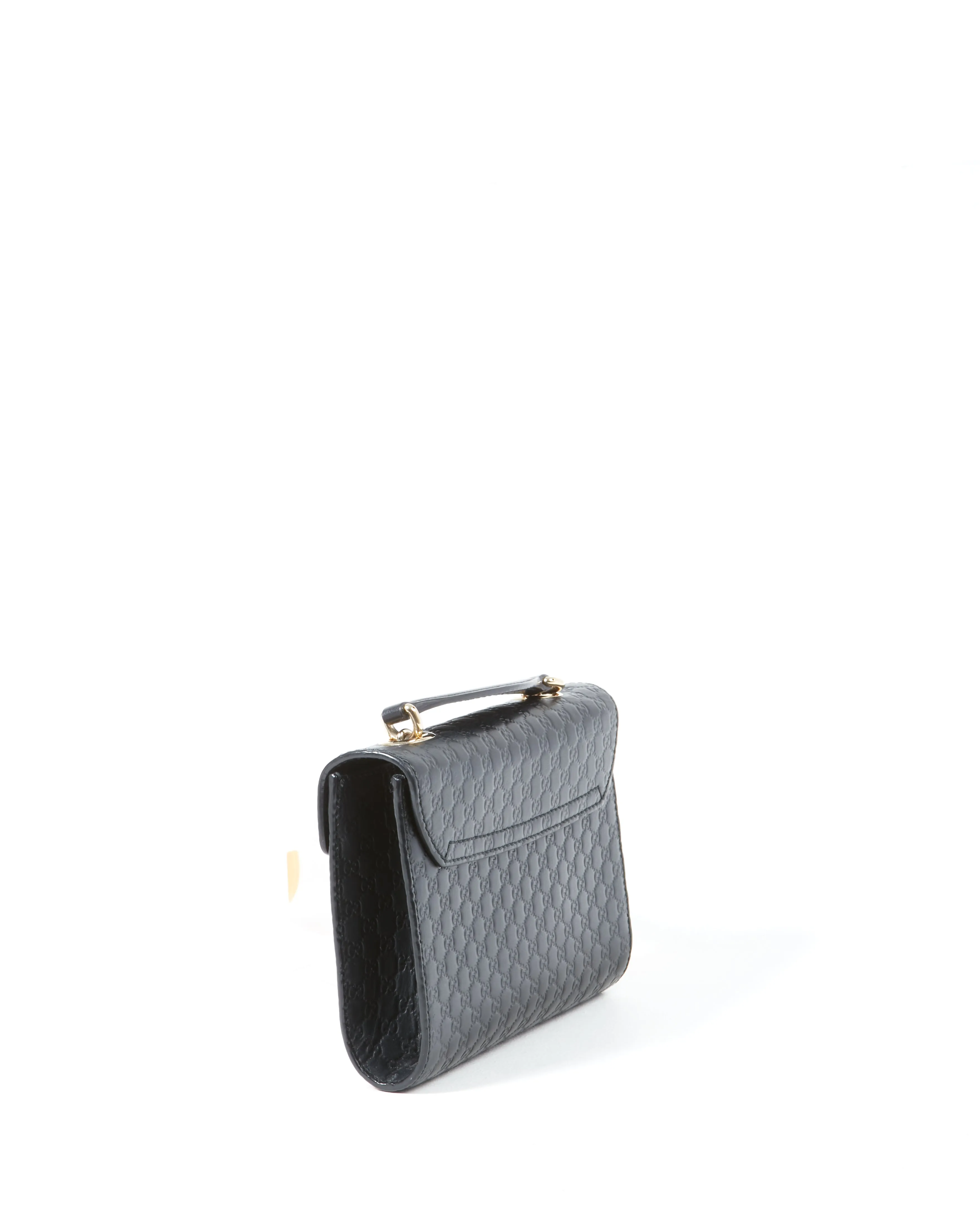 Gucci Black Leather Signature Micro Guccissima GG Mini Emily Crossbody Chain Bag