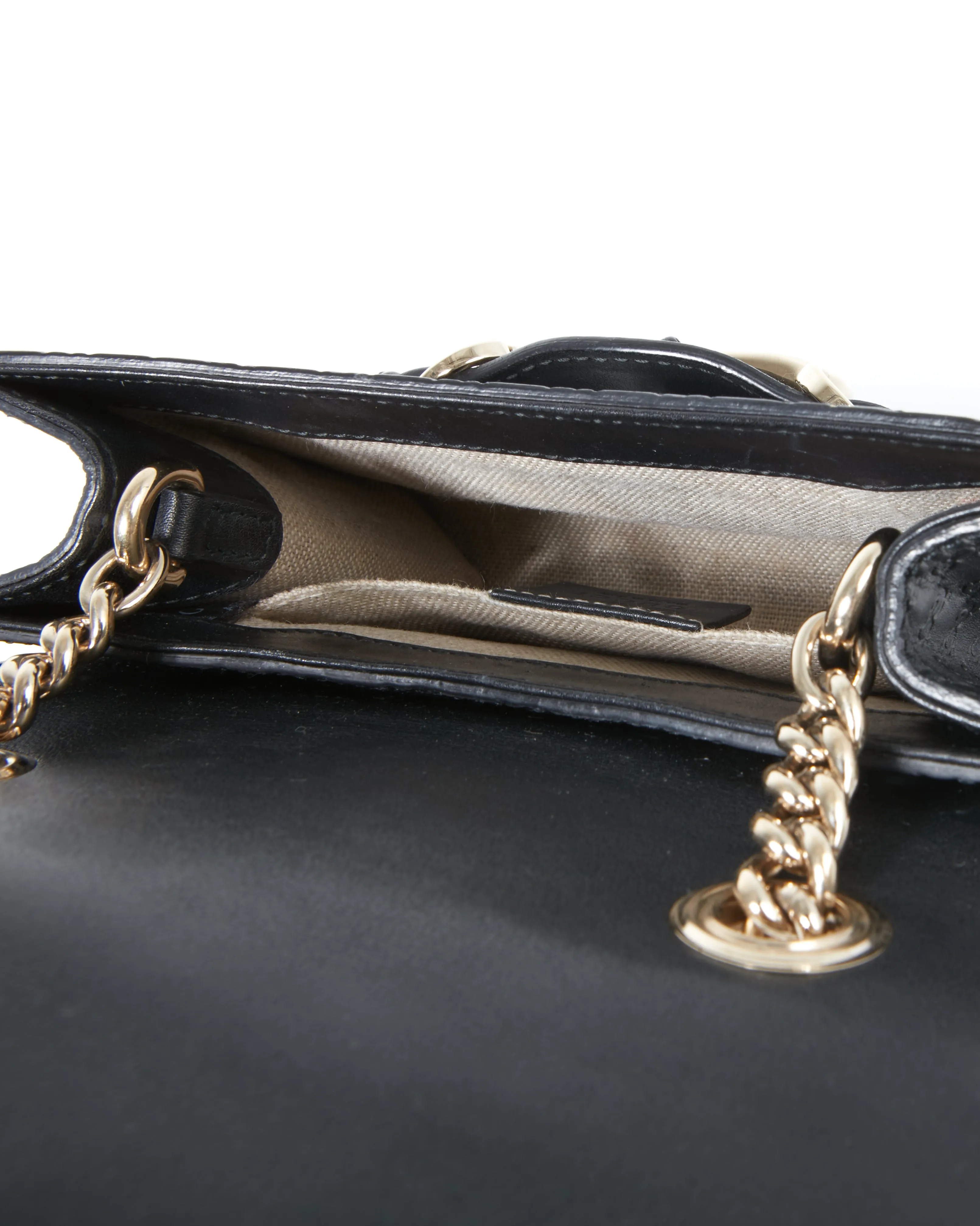 Gucci Black Leather Signature Micro Guccissima GG Mini Emily Crossbody Chain Bag