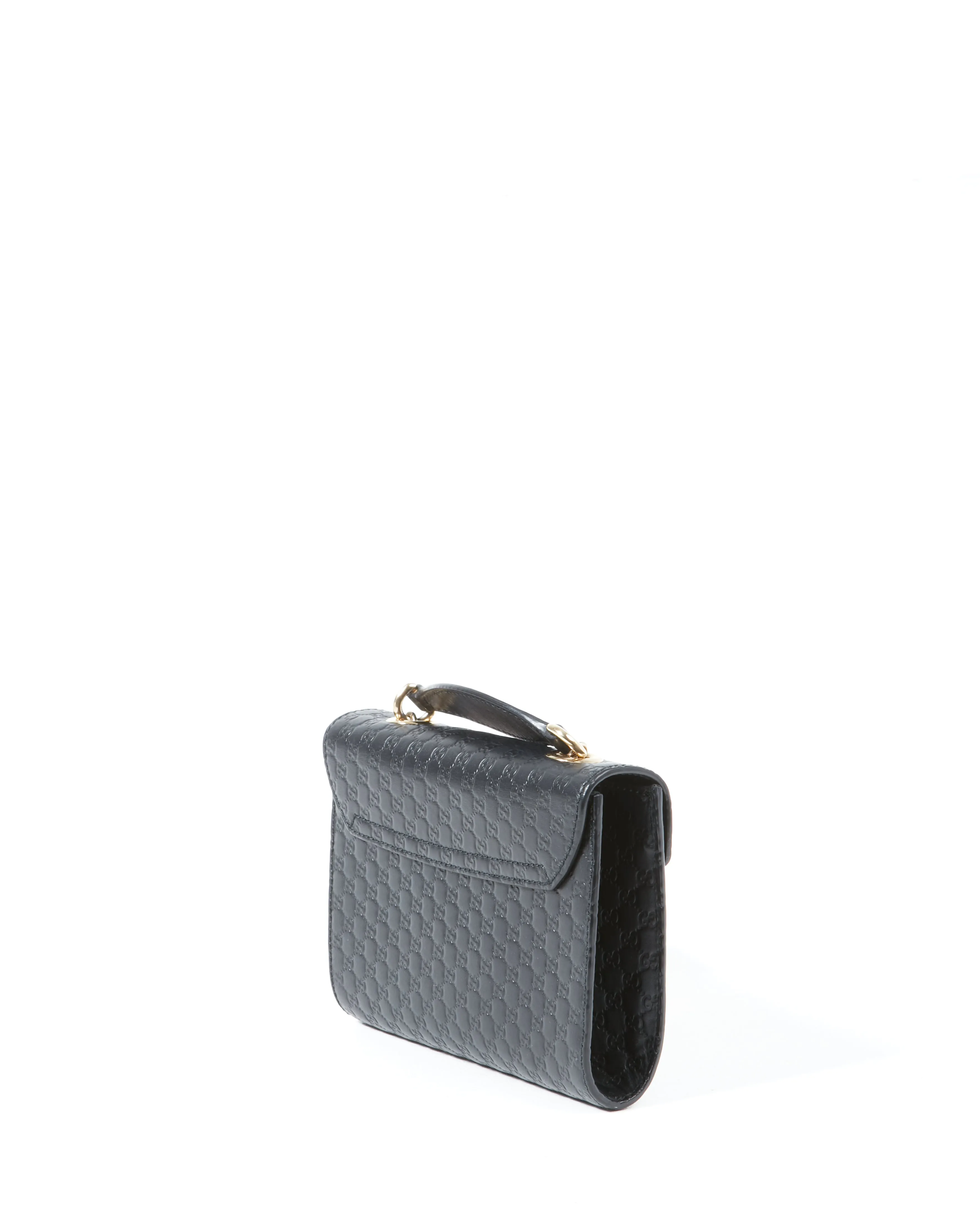 Gucci Black Leather Signature Micro Guccissima GG Mini Emily Crossbody Chain Bag