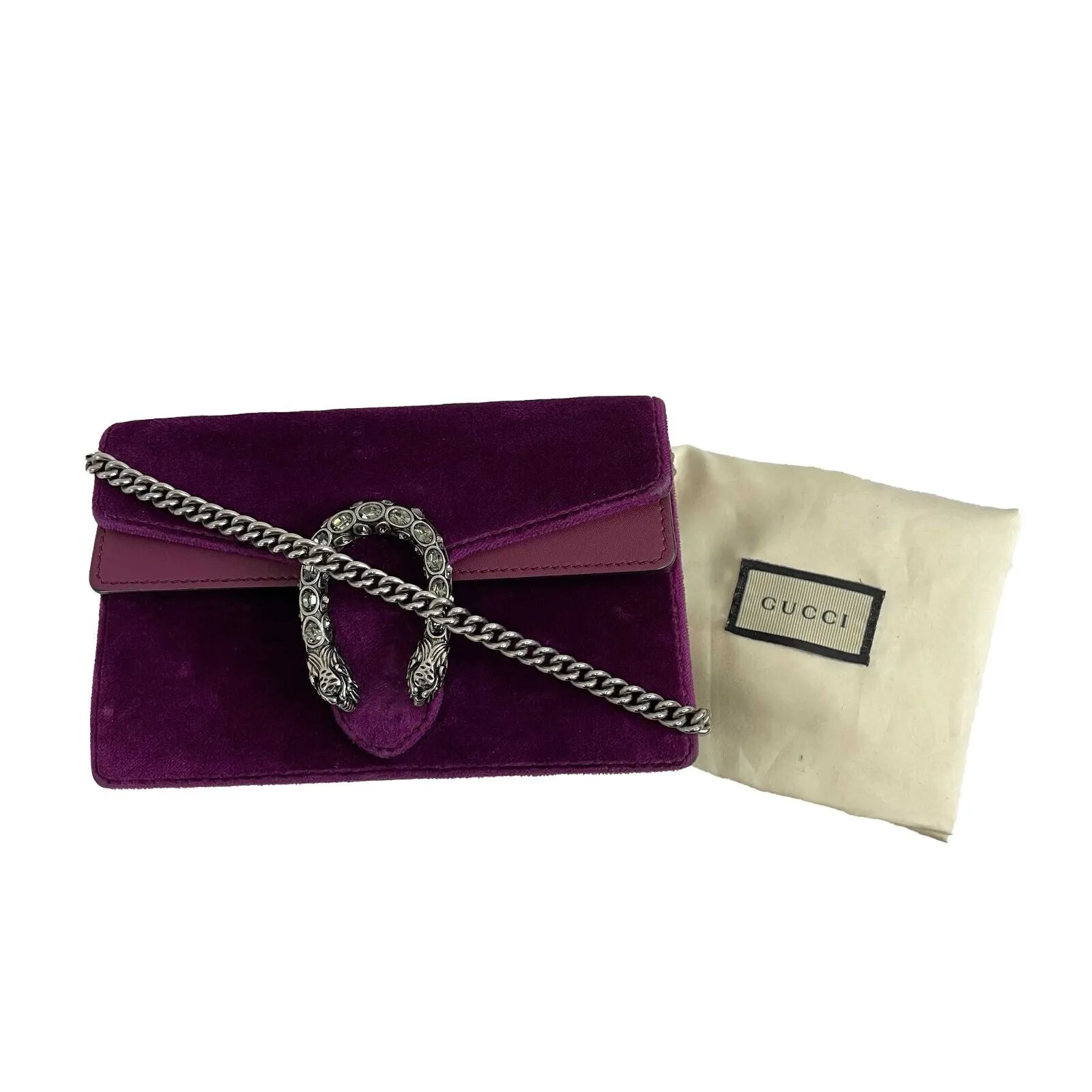 Gucci - Dionsysus Super Mini - Purple Velvet w/ Removable Chain Crossbody Strap