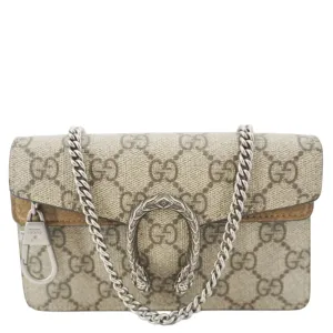 GUCCI Dionysus Super Mini GG Supreme Canvas Crossbody Bag Taupe 476432