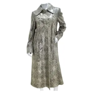 Gucci Fringe Trim Python Print Leather Coat