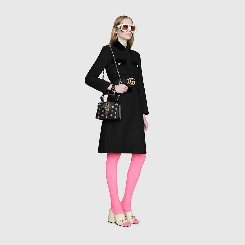 Gucci Sz 38 XS 2020 Cruise Wool Velvet Logo Coats 550978 ZAAL6 1000 1gg857