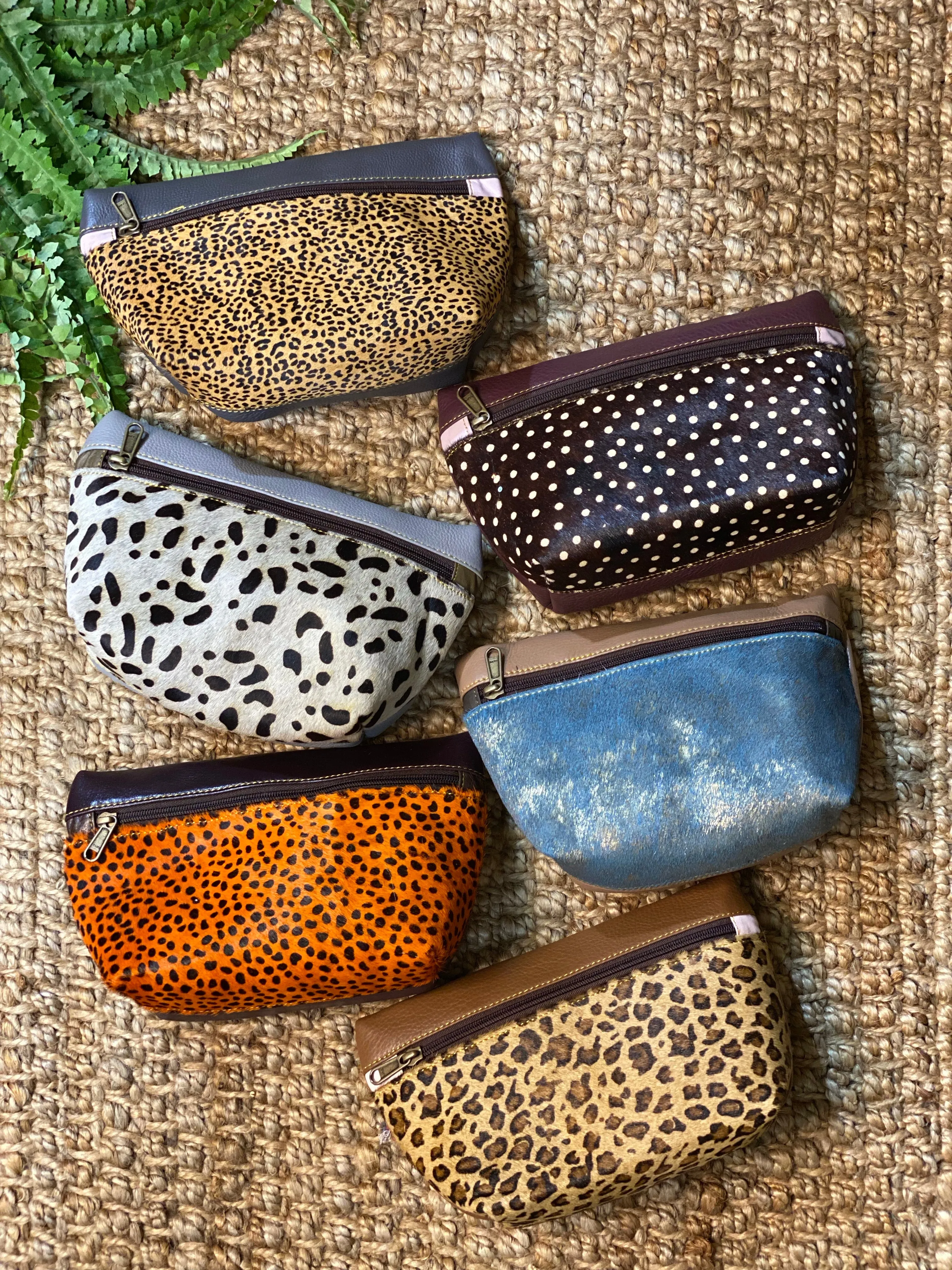 Hair on Hide Leather Cosmetic Bag