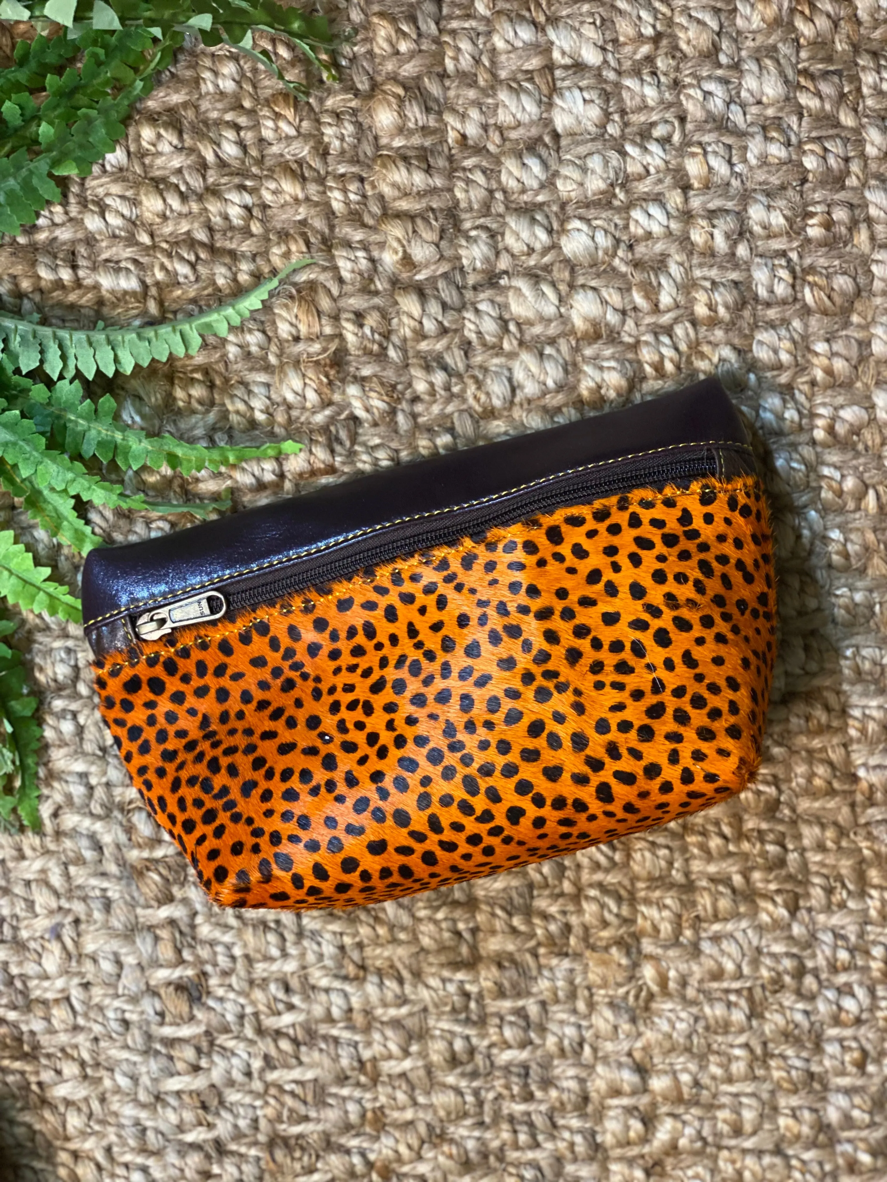Hair on Hide Leather Cosmetic Bag