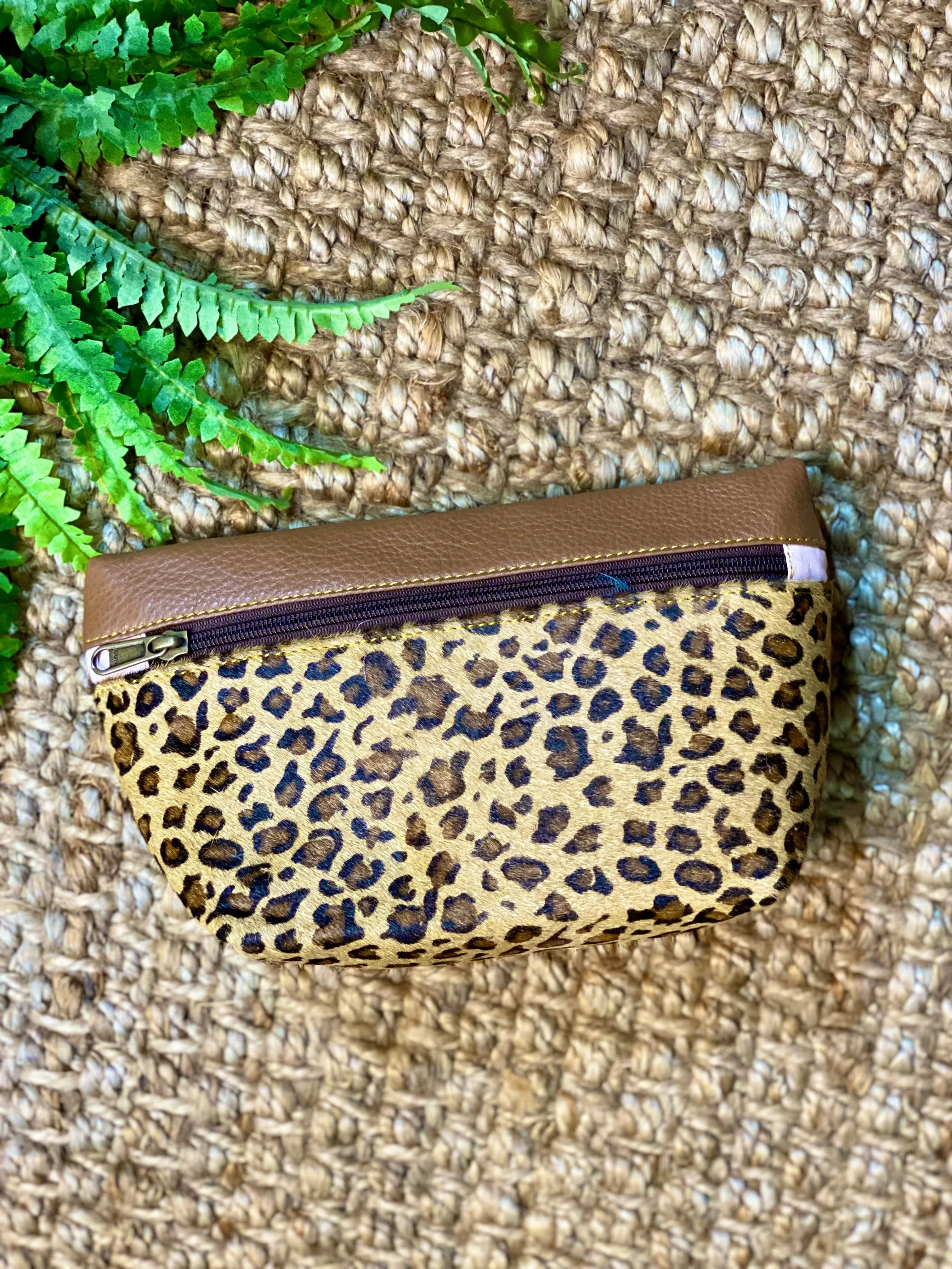Hair on Hide Leather Cosmetic Bag