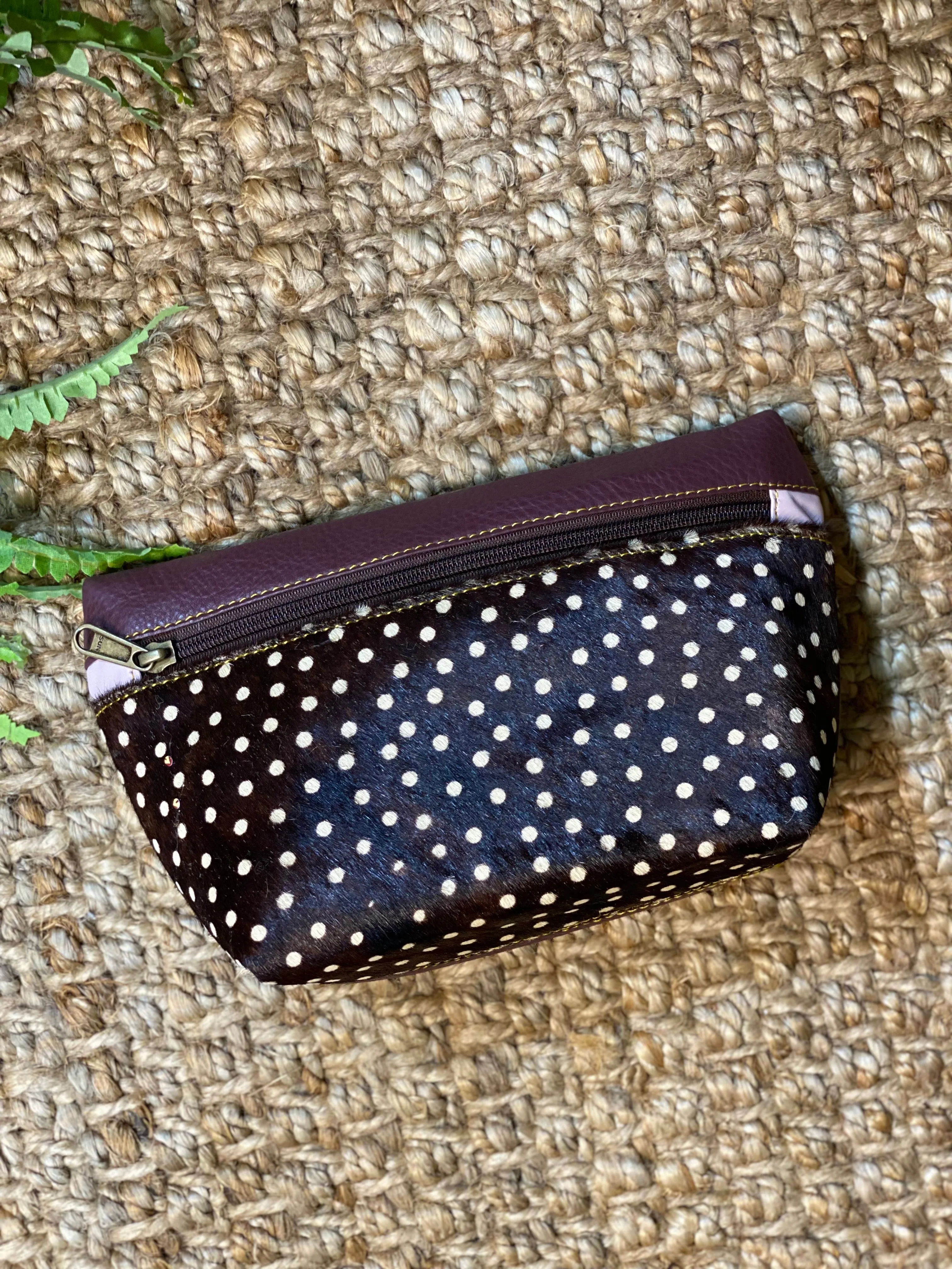 Hair on Hide Leather Cosmetic Bag