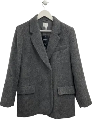 H&M Grey Brushed Wool Blend Jacket UK XS