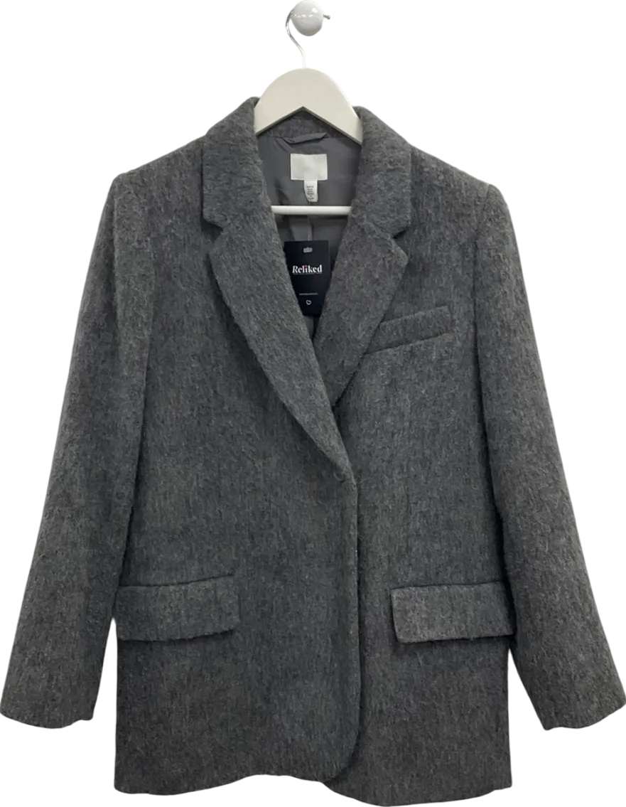H&M Grey Brushed Wool Blend Jacket UK XS