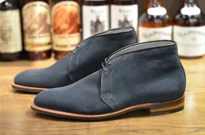 Handmade Navy Blue Suede Chukka Boots for Men
