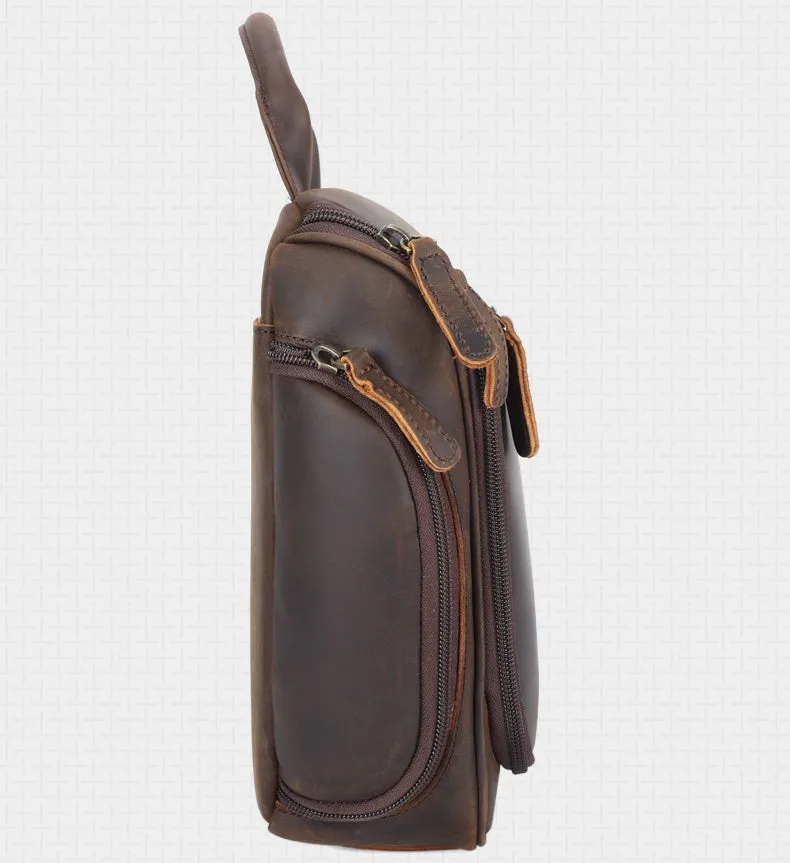Hanging Leather Toiletry Bag Large Leather Cosmetic Bag
