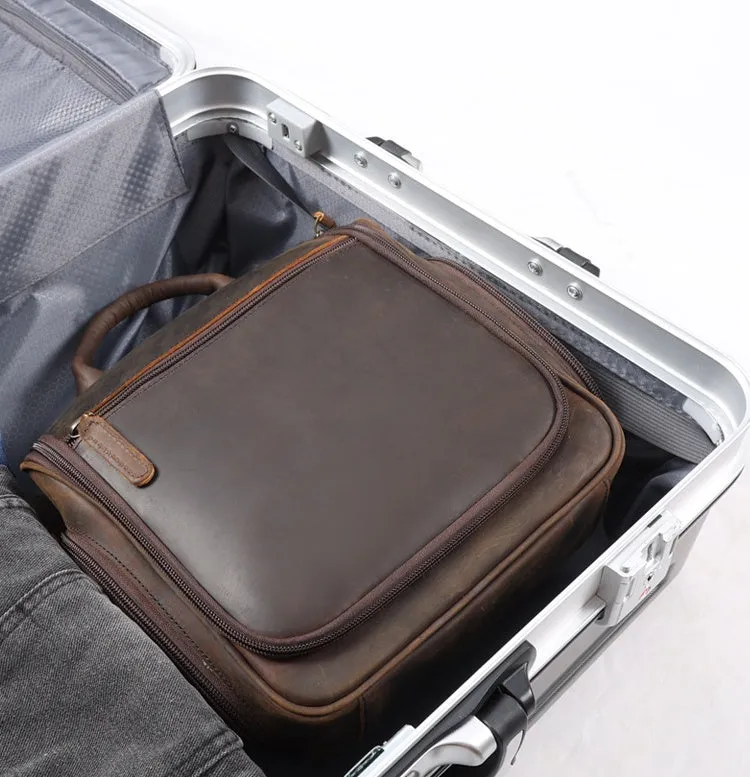 Hanging Leather Toiletry Bag Large Leather Cosmetic Bag