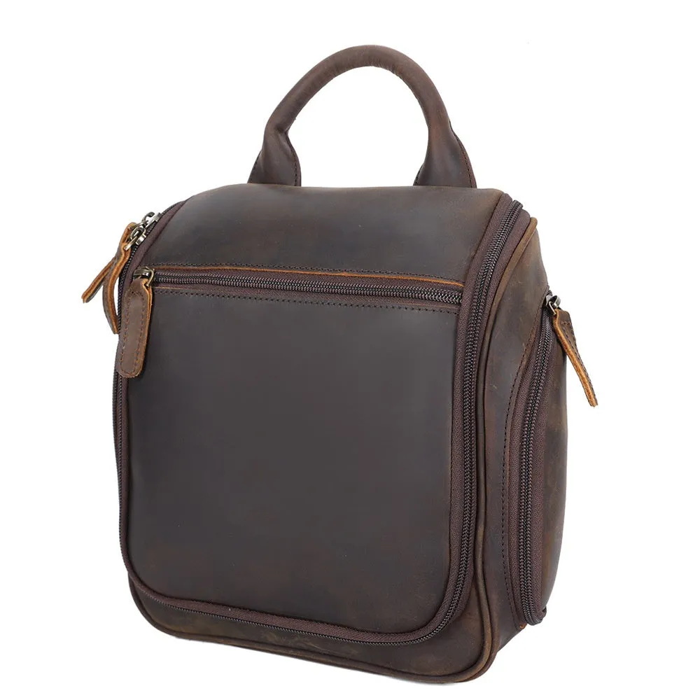 Hanging Leather Toiletry Bag Large Leather Cosmetic Bag