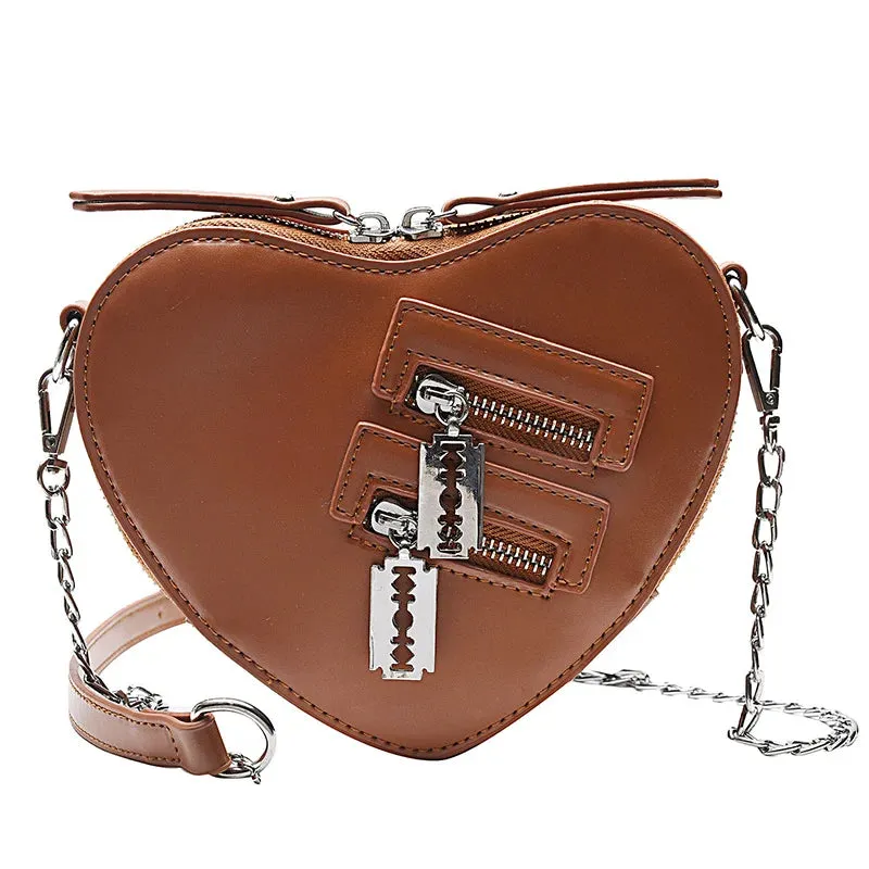 Heart Zipper Chain Crossbody Bags