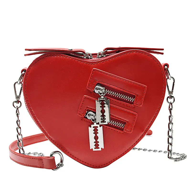 Heart Zipper Chain Crossbody Bags
