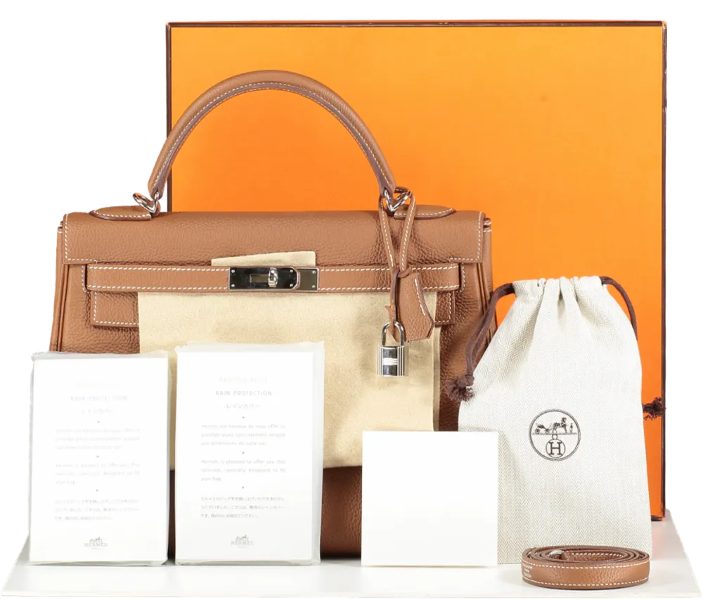 Hermès Kelly 32 Gold Togo Leather with Palladium Hardware Handbag