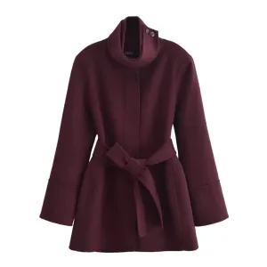 High Collar Belted Trench Coat