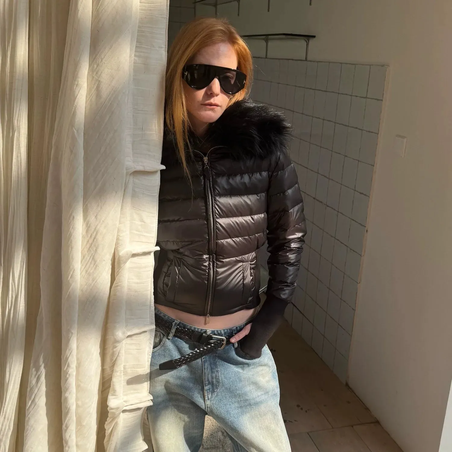 High-Collar Fur Trim Puffer Jacket