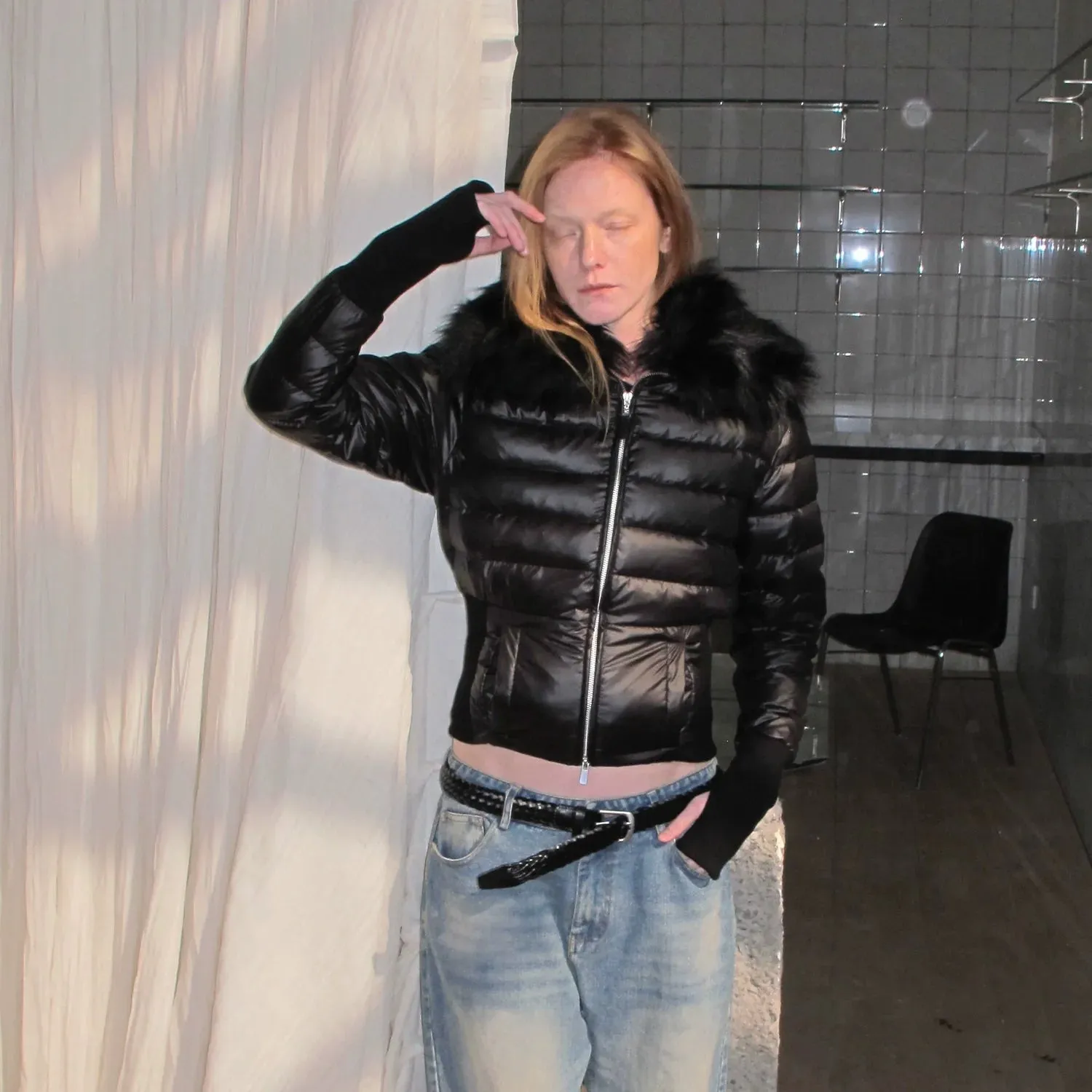 High-Collar Fur Trim Puffer Jacket