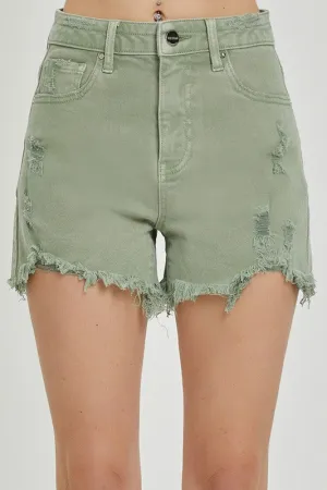 HIGH RISE DISTRESSED DETAIL SHORTS