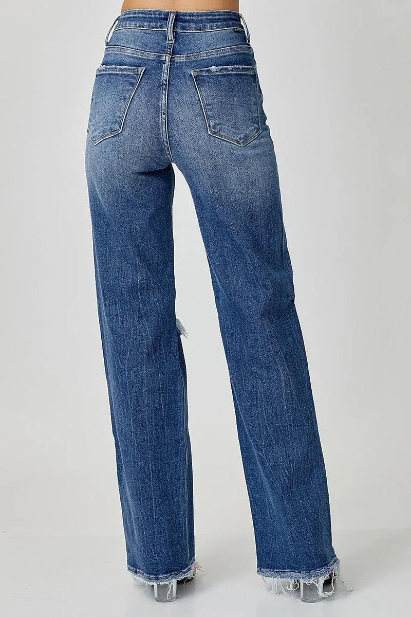 High Rise Ripped Wide Leg Denim Jeans | Risen - Final Sale