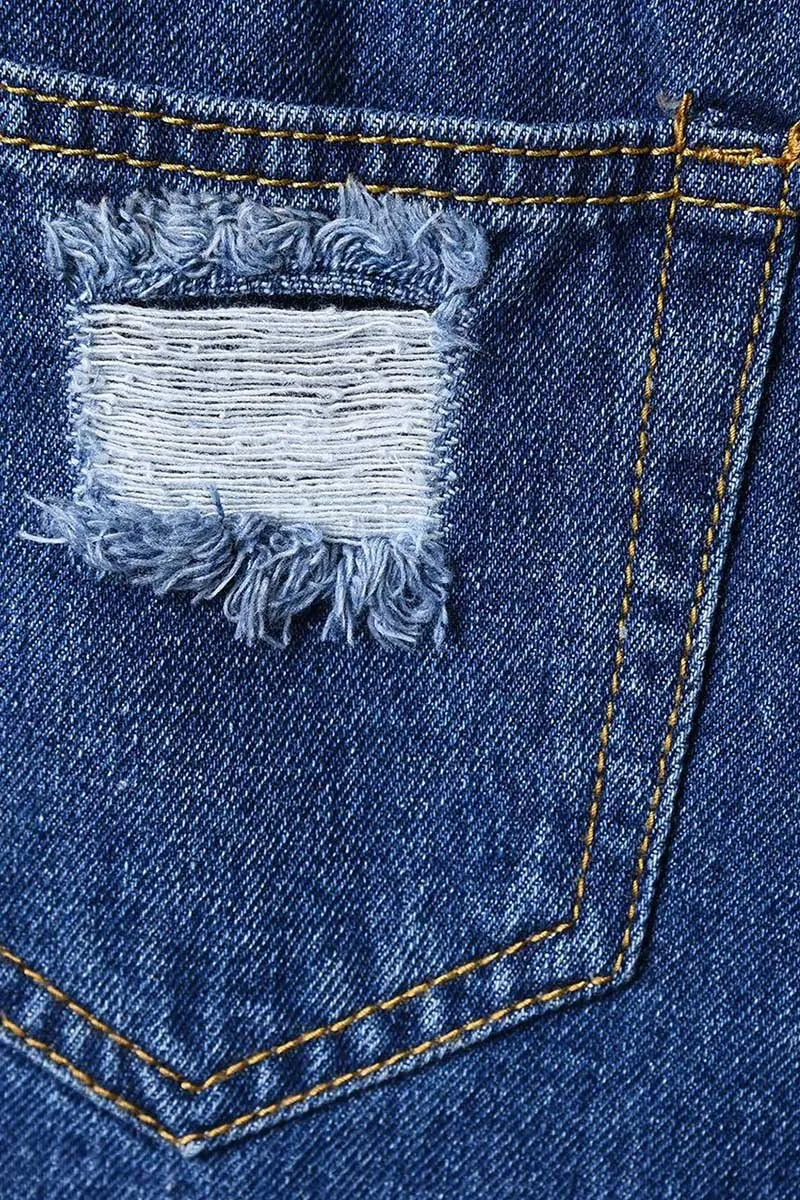 High Waisted Shredded Denim Shorts