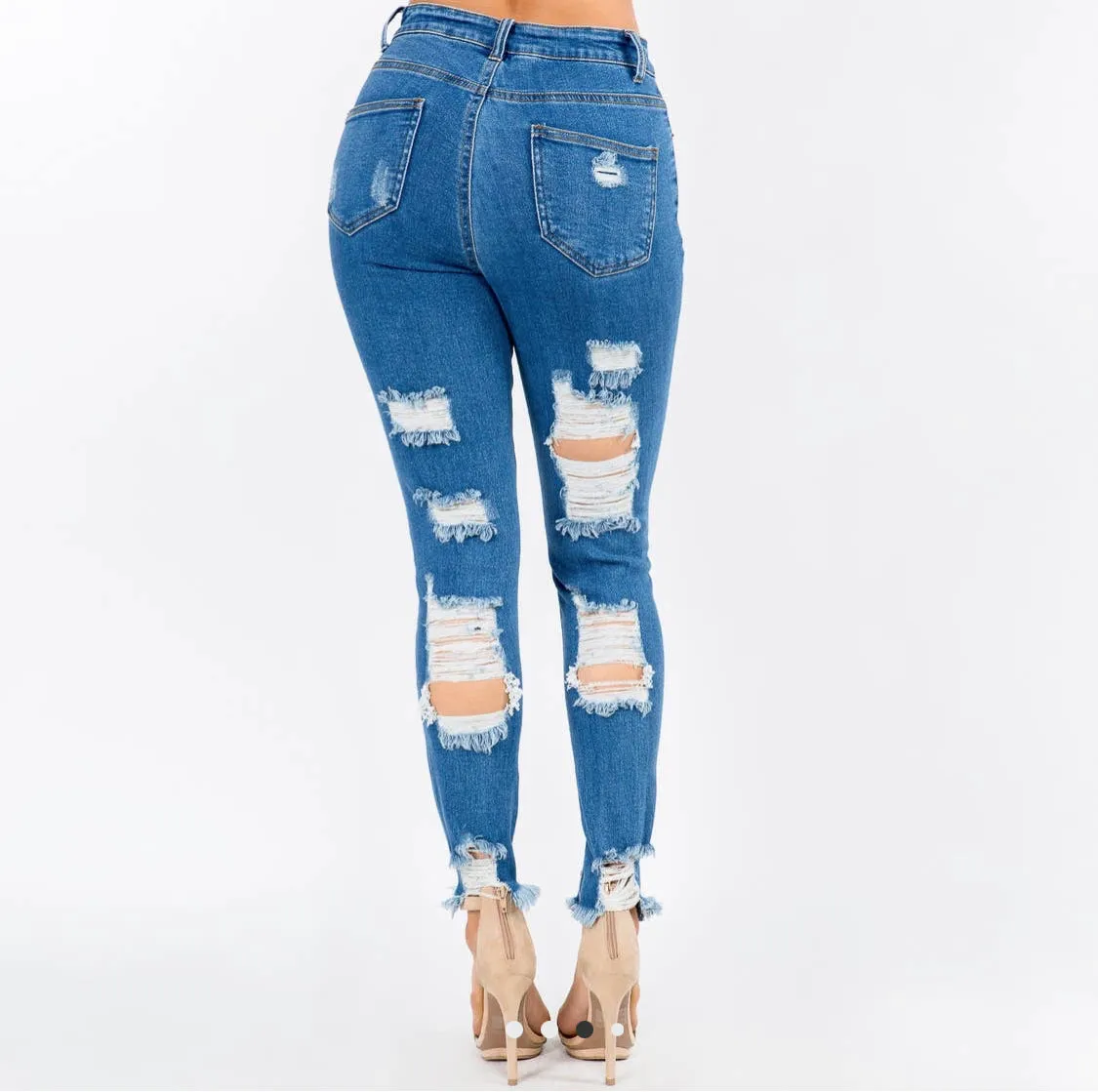 High Waisted Super Destroyed Skinny Jean