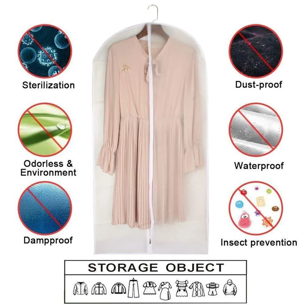 HomeClean Moth Proof Garment Clothing Bags 24'' x 60'' Hanging Clothing Storage Bags with 6 Cedar Balls for Coat Dance Costumes Long Dress and Long Gowns
