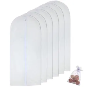 HomeClean Moth Proof Garment Clothing Bags 24'' x 60'' Hanging Clothing Storage Bags with 6 Cedar Balls for Coat Dance Costumes Long Dress and Long Gowns