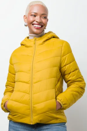 Hooded Puffer Jacket Yellow