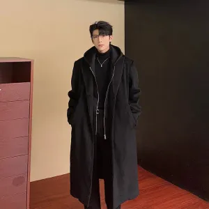 Hooded Two-piece Wool Trench Coat