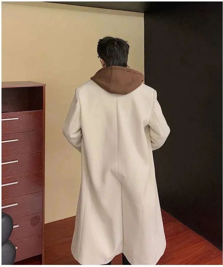 Hooded Two-piece Wool Trench Coat