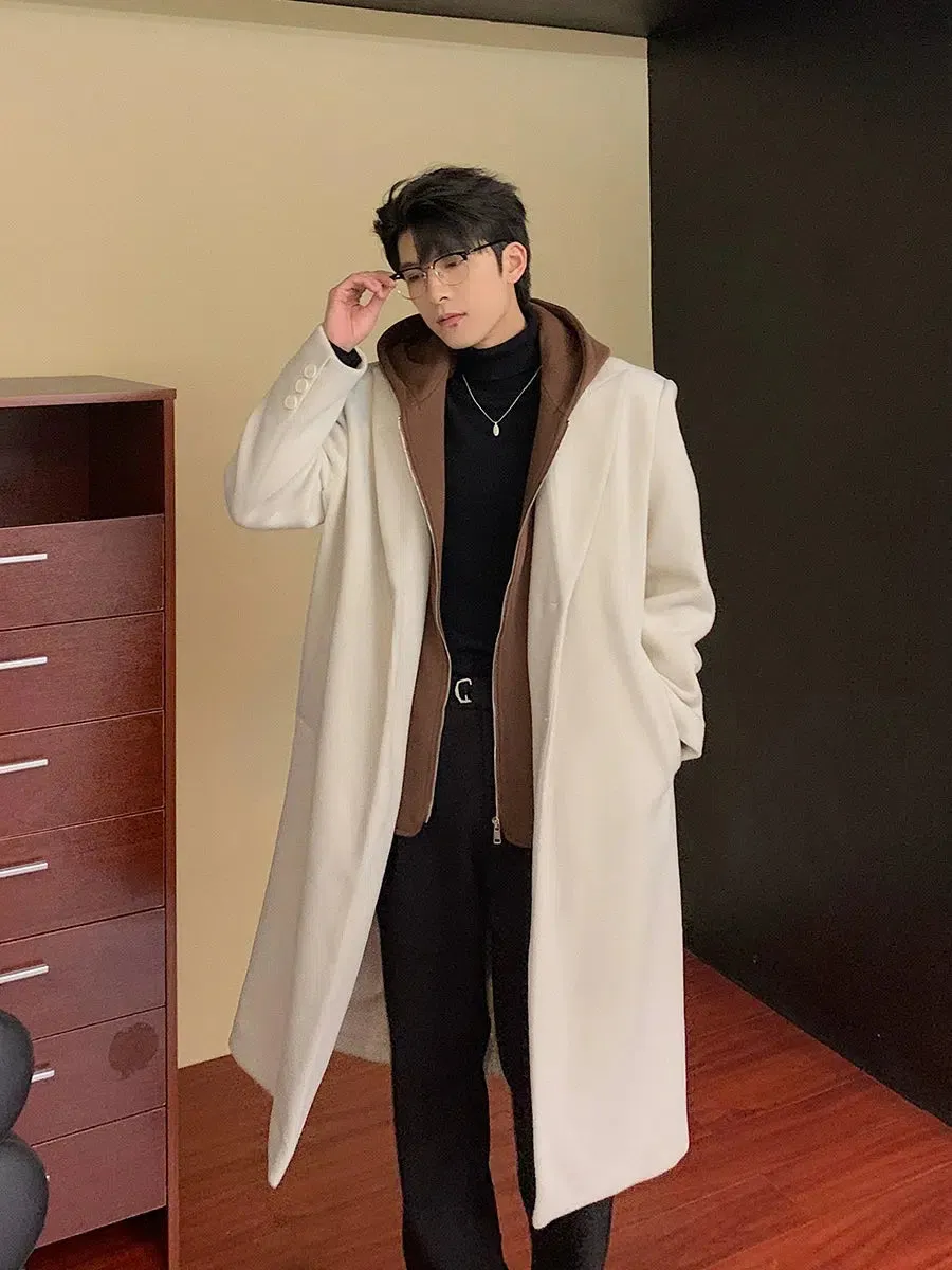 Hooded Two-piece Wool Trench Coat