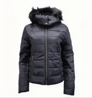 HoodLamb Women's Black Natural Hemp Lightweight Short Puffer 420 NWT