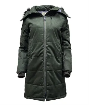 HoodLamb Women's Deep Army Green Nordic Hemp Warm Vegan Puffer Coat X-Small NWT