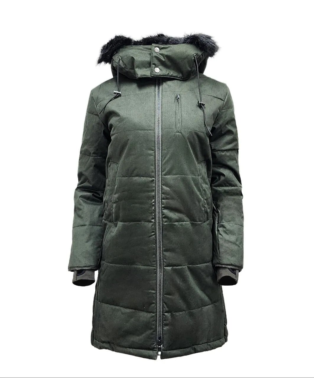 HoodLamb Women's Deep Army Green Nordic Hemp Warm Vegan Puffer Coat X-Small NWT