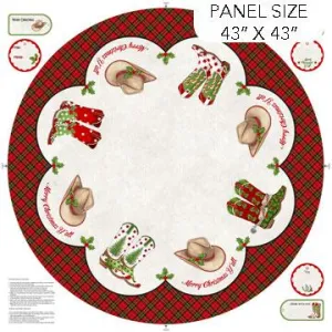 Howdy Christmas by Northcott Fabrics TREE SKIRT PANEL