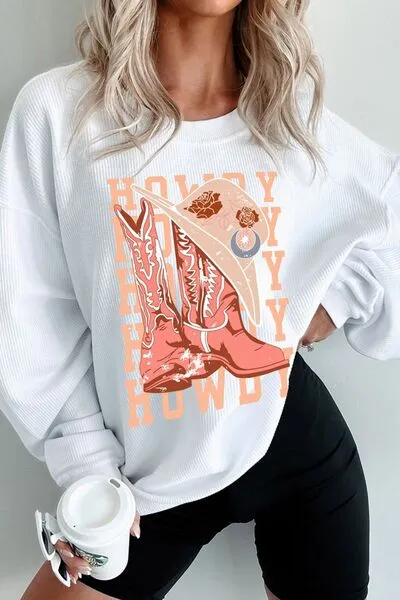 Howdy Graphic Long Sleeve Sweatshirt